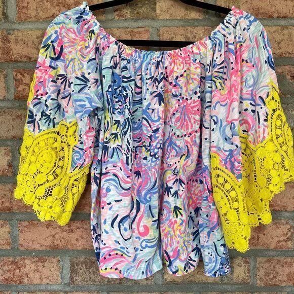 Lilly Pulitzer Zaylee Off the Shoulder Blouse S - Picture 4 of 6
